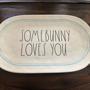 RAE DUNN Oval Platter with 'Somebunny Loves You' Text